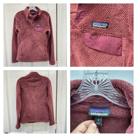 Patagonia re tool snap T maroon burgundy 1/4 snap fleece pullover women's small - Picture 1 of 6